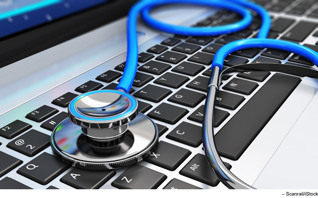 Image of stethoscope on keyboard