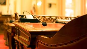 Desk and chair with microphone