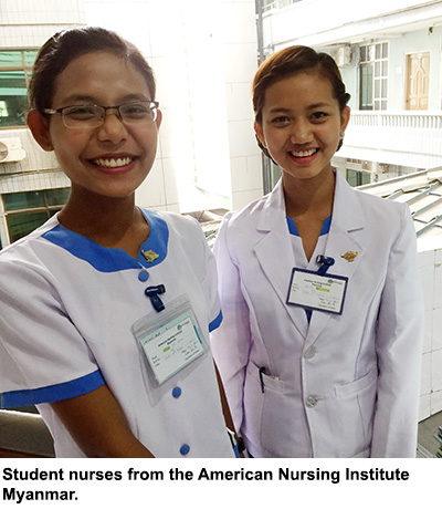Two students from American Nursing Institute Myanmar.