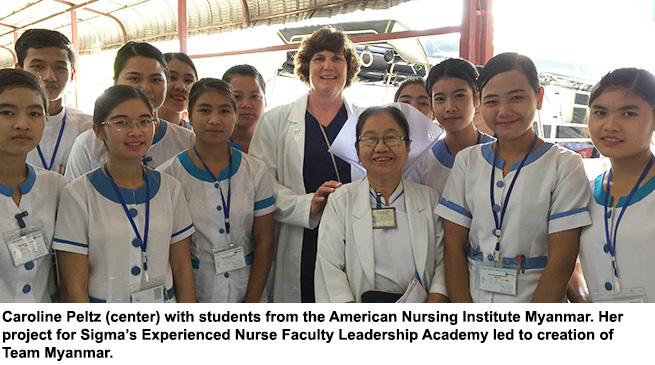 ENFLA: Making a difference in Myanmar—and in me Caroline Peltz with students from the American Nursing Institute Myanmar .