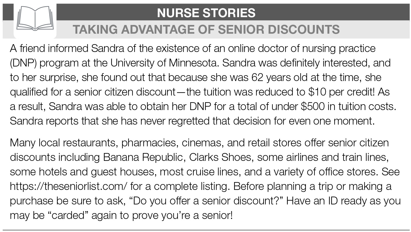 Taking advantage of senior discounts Taking advantage of senior discounts