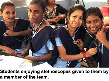 Students enjoying stethoscopes