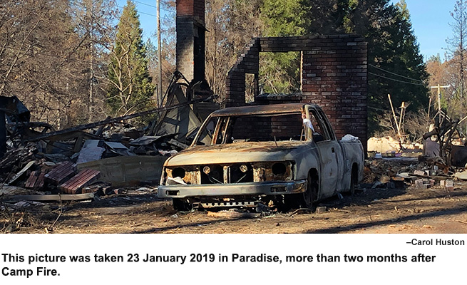 Truck destroyed by Camp Fire