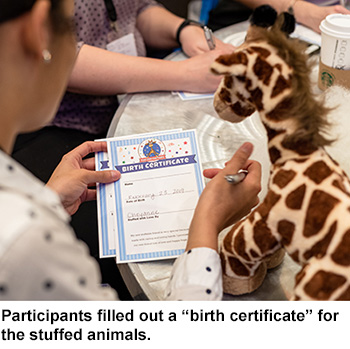 "Birth certificates" were created for the stuffed animals.