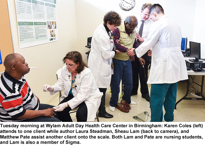 Nursing students and chapter members serve through volunteering Nursing students and chapter members serve through volunteering