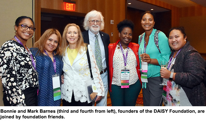 Sigma hosts reception at Magnet conference. Bonnie and Mark Barnes (third and fourth from left), founders of the DAISY Foundation, are joined by foundation friends.